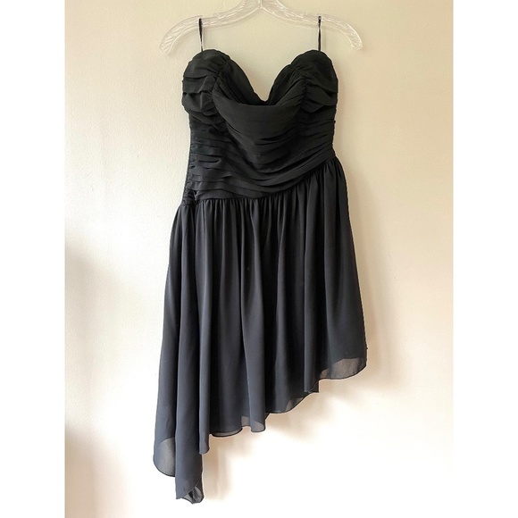 Forever 21 Size 14 Juniors Black Mini Lined Strapless Dress High Low Hem Zip - Picture 1 of 9